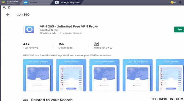 VPN 360 For Windows Via Bluestacks Emulator